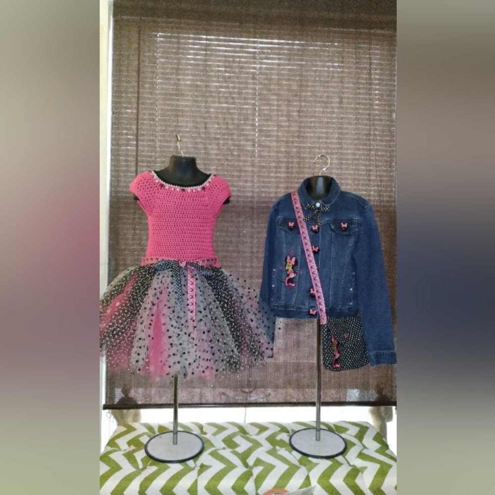 Pink Tutu Dress and Denim Jacket Set